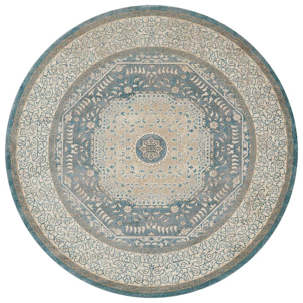 Loloi Century CQ-01 7"7" Round Blue and Sand Area Rug, , large