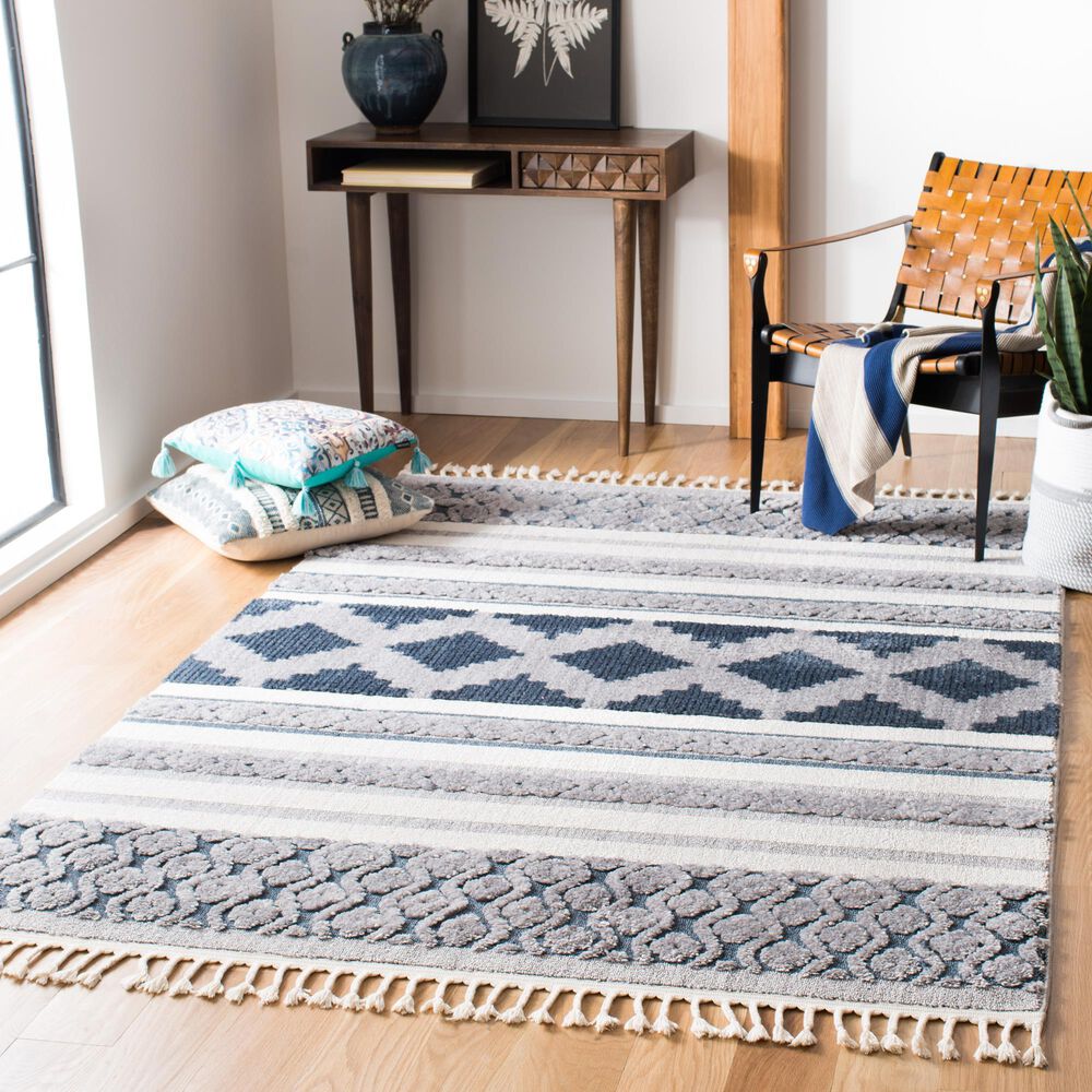 Safavieh Marrakesh 6&#39;6&quot; x 9&#39; Ivory and Blue Area Rug, , large