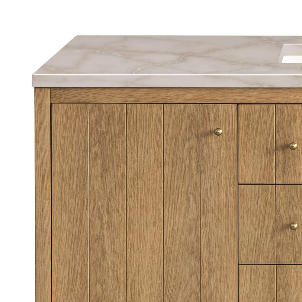 James Martin Vanities Hudson 60" Single Bathroom Vanity in Light Natural Oak with 3 cm Victorian Silver Quartz Top, Rectangular Sink and FreePower Wireless Charger, , large