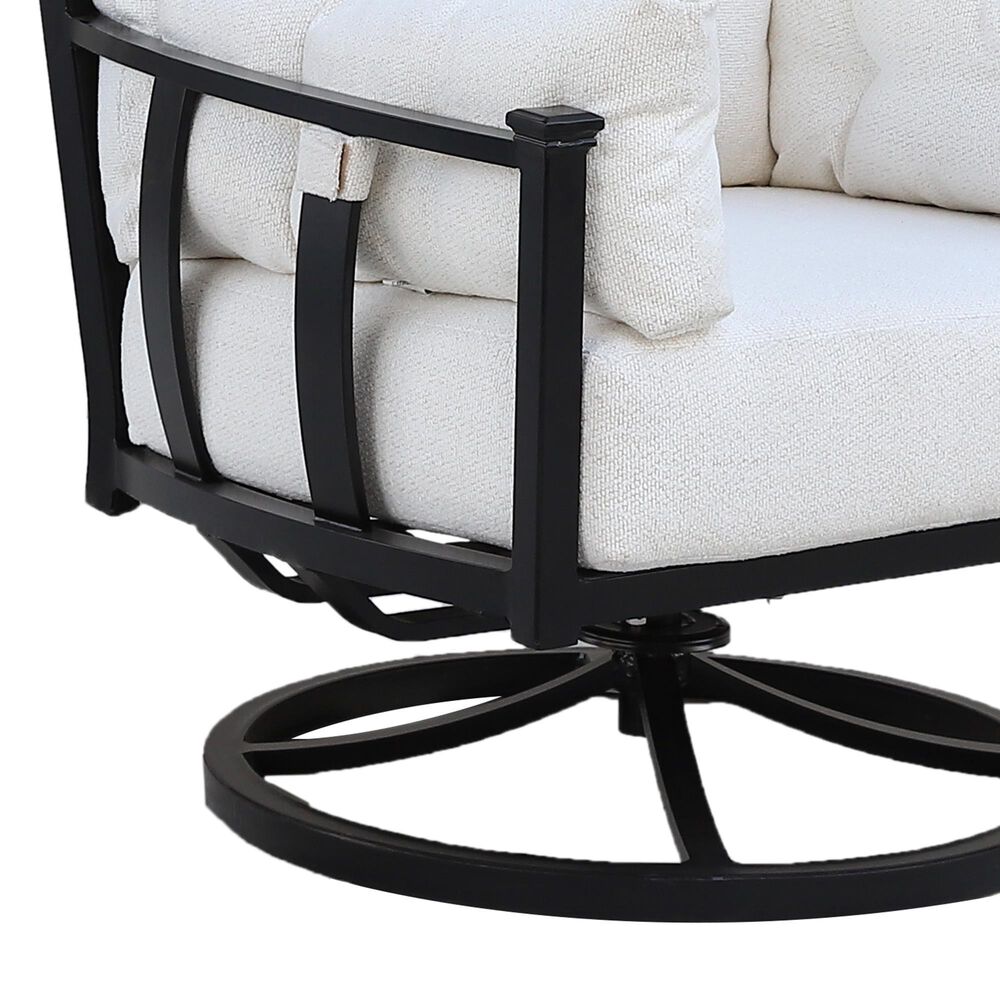 GatherCraft Seville Patio Club Swivel Chair with Cushion in Medora Ivory, , large