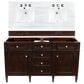 James Martin Vanities Brittany 60" Double Bathroom Vanity in Burnished Mahogany with 3 cm Arctic Fall Solid Surface Top, , large