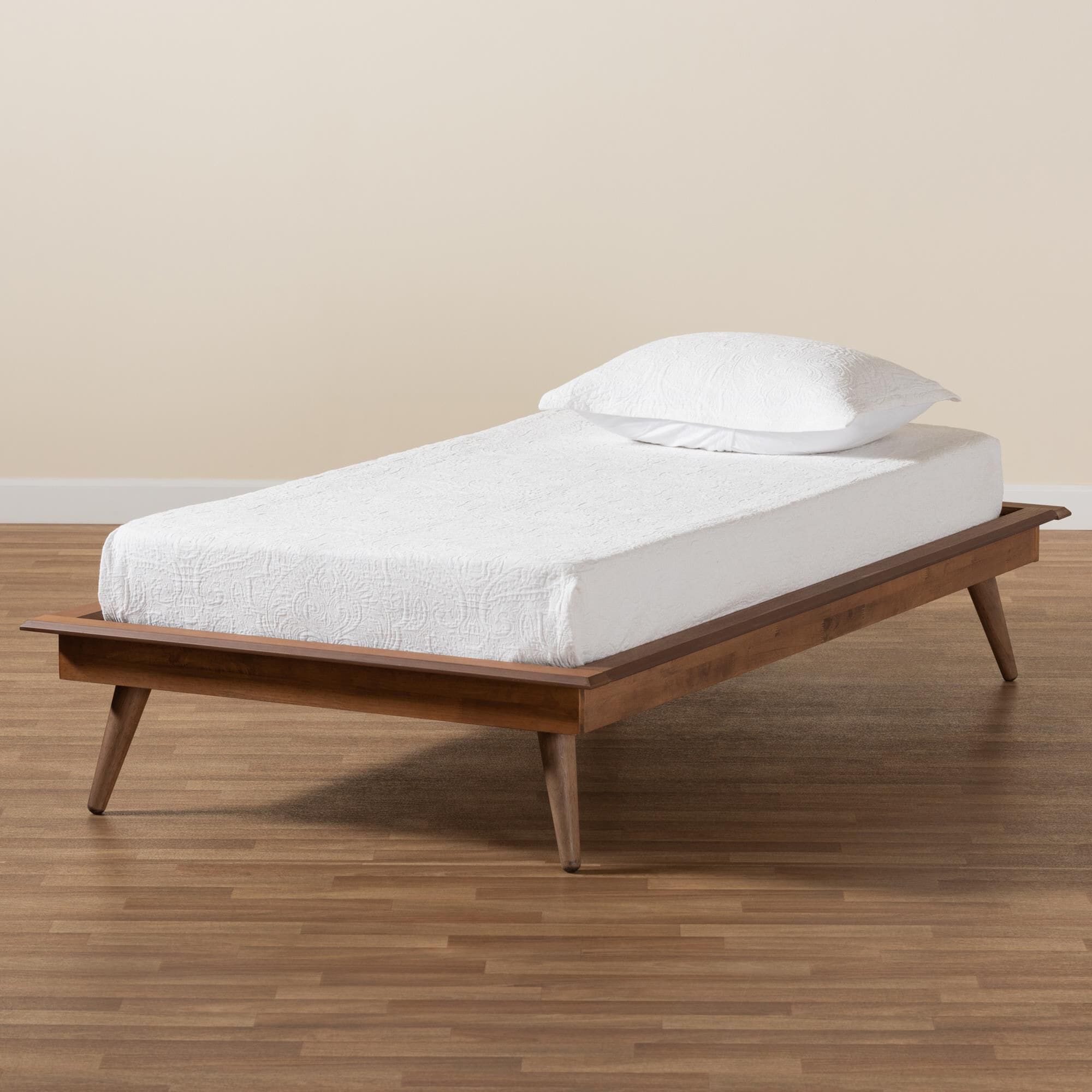 Baxton Studio Karine Twin Platform Bed Frame in Walnut Brown