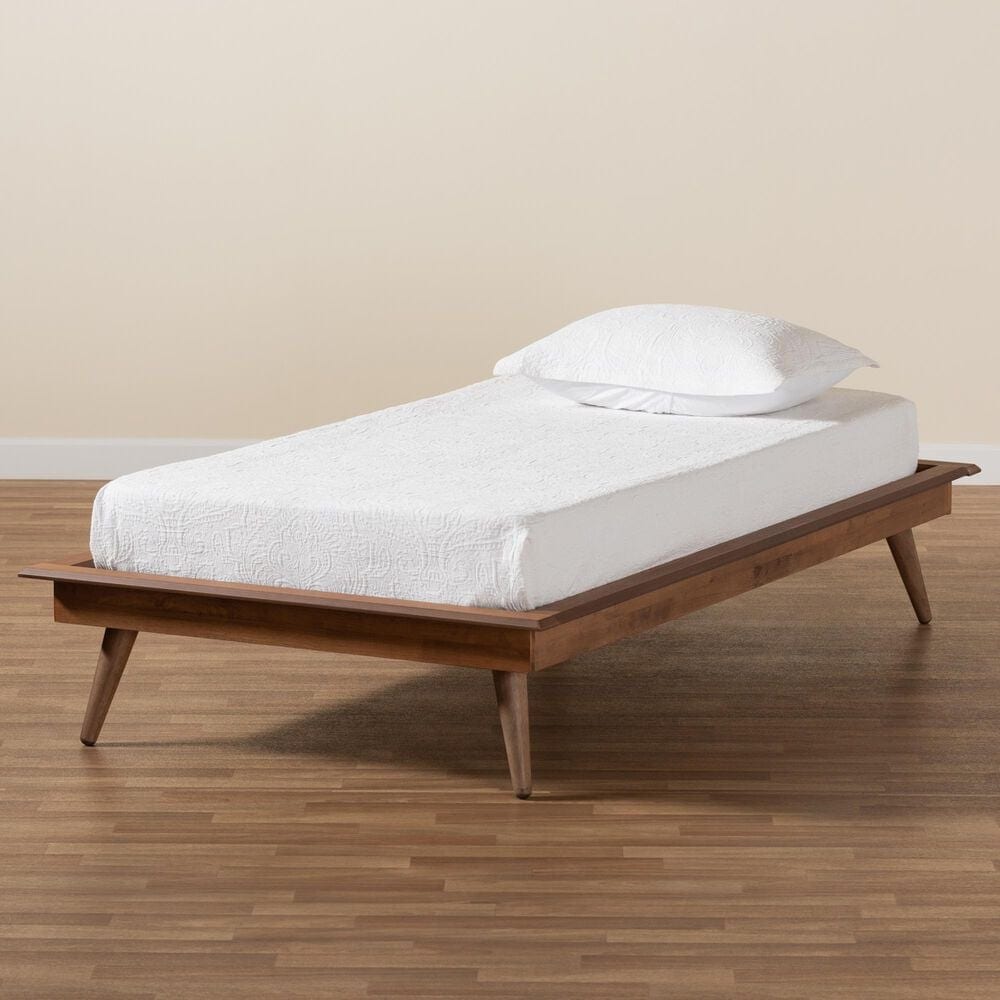 Baxton Studio Karine Twin Platform Bed Frame in Walnut Brown, , large