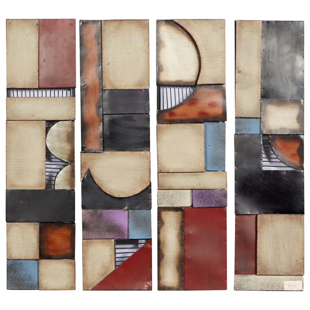 Maple and Jade 31" x 8" Modern Abstract Wall Decor in Multicolor (Set of 4), , large