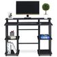 HOMLUX 45" Computer Desk with Dual Open Side Shelves in Espresso and Black, , large