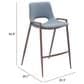 Zuo Modern Desi Counter Stool in Gray and Dark Brown (Set of 2), , large