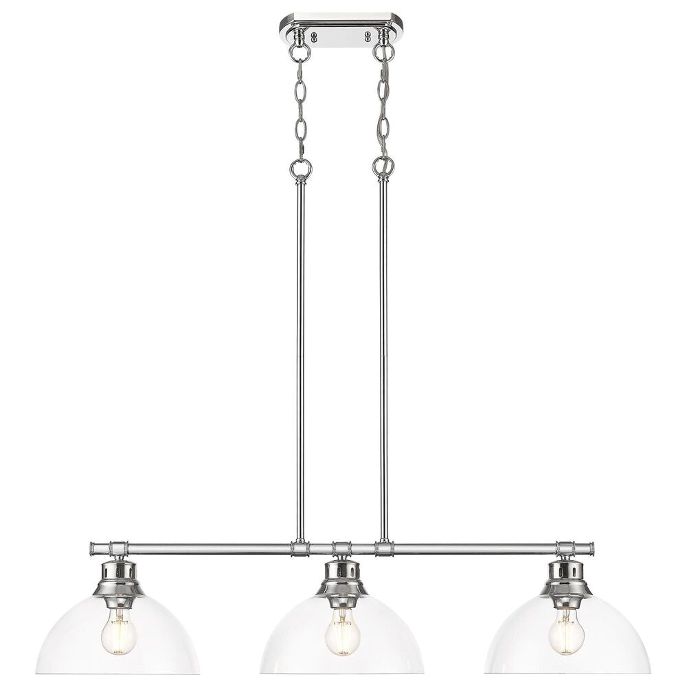 Golden Lighting Duncan 3-Light Pendant with Clear Shade in Chrome, , large