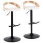 LumiSource Grotto Swivel Barstool with White Faux Leather Upholstery in Black and Zebra (Set of 2), , large