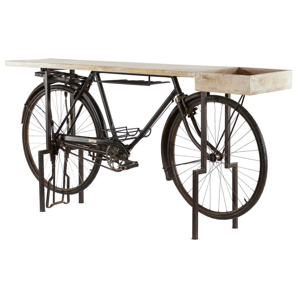 Uma Enterprises Rustic Metal Console Table in Black, , large