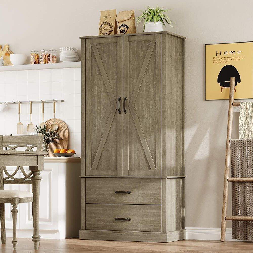 GARVEE 65" Kitchen Pantry Cabinet in Gray, , large