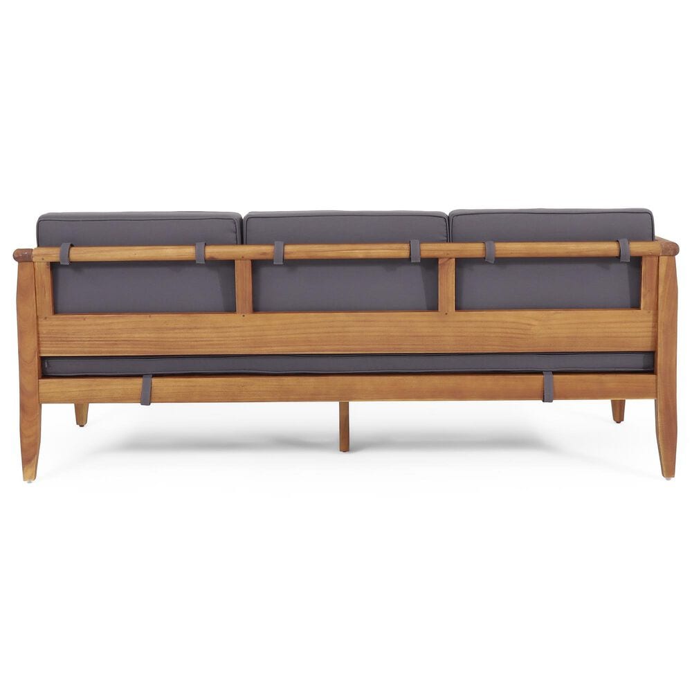 Hearth and Haven Aston Outdoor Sofa with Teak Frame in Gray, , large