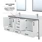 Lexora Home Ziva 84" Double Bathroom Vanity in White with 2 cm White Cultured Marble Top and Rectangular Sinks, , large