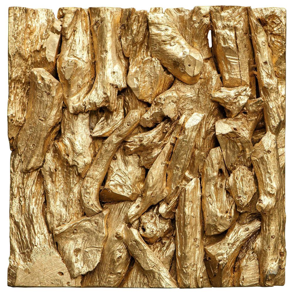 Uttermost Rio 23.62" Square Wood Wall Decor in Gold Leaf, , large