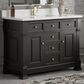 James Martin Vanities Brookfield 48" Single Bathroom Vanity in Black Onyx with Single Hole 3 cm White Zeus Quartz Top and Rectangular Sink, , large