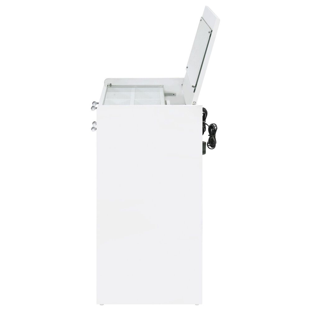 Pacific Landing Danbury 3-Drawer Makeup Vanity Set in White High Gloss, , large