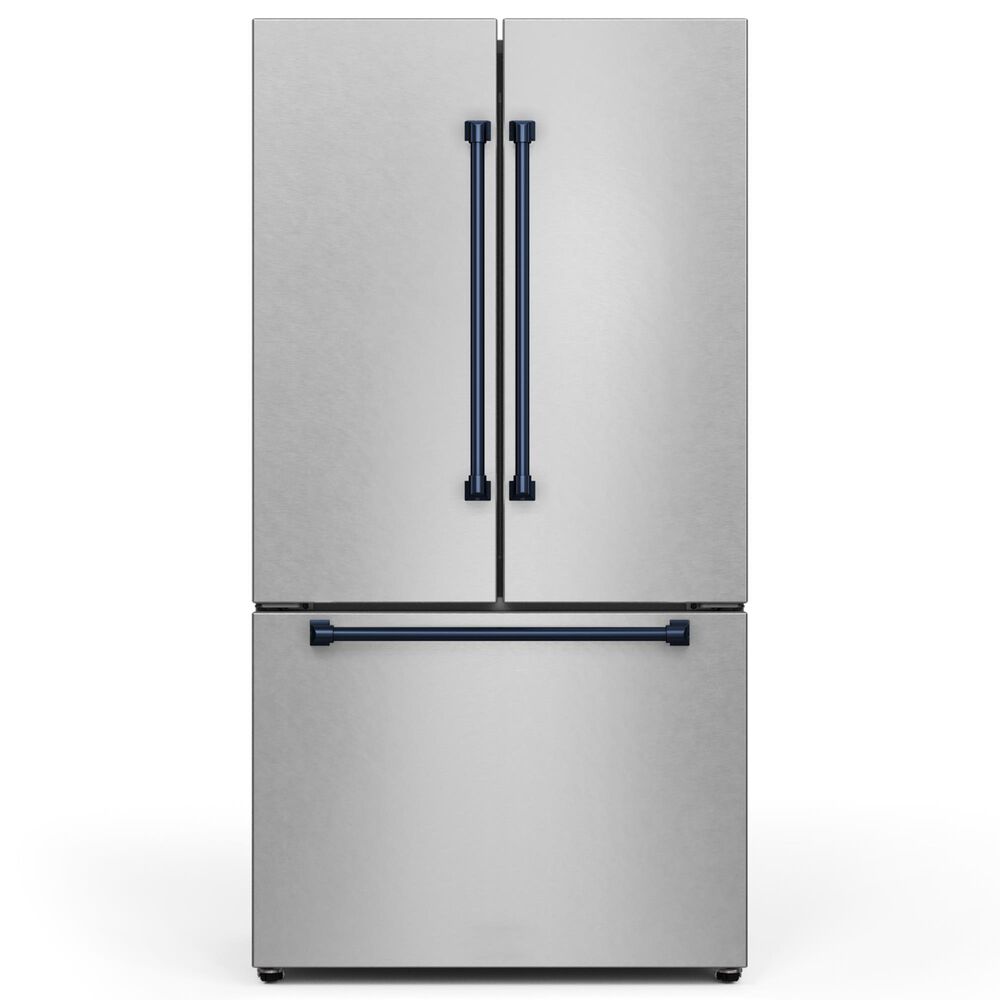 THOR KITCHEN Gordon Ramsay 20.3 Cu. Ft. Counter Depth French Door Refrigerator with Navy Blue Handle Kit in Stainless Steel, , large
