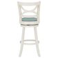 Linon Home Decor Sawyer Swivel Bar Stool with Sky Blue Cushion in Cream, , large