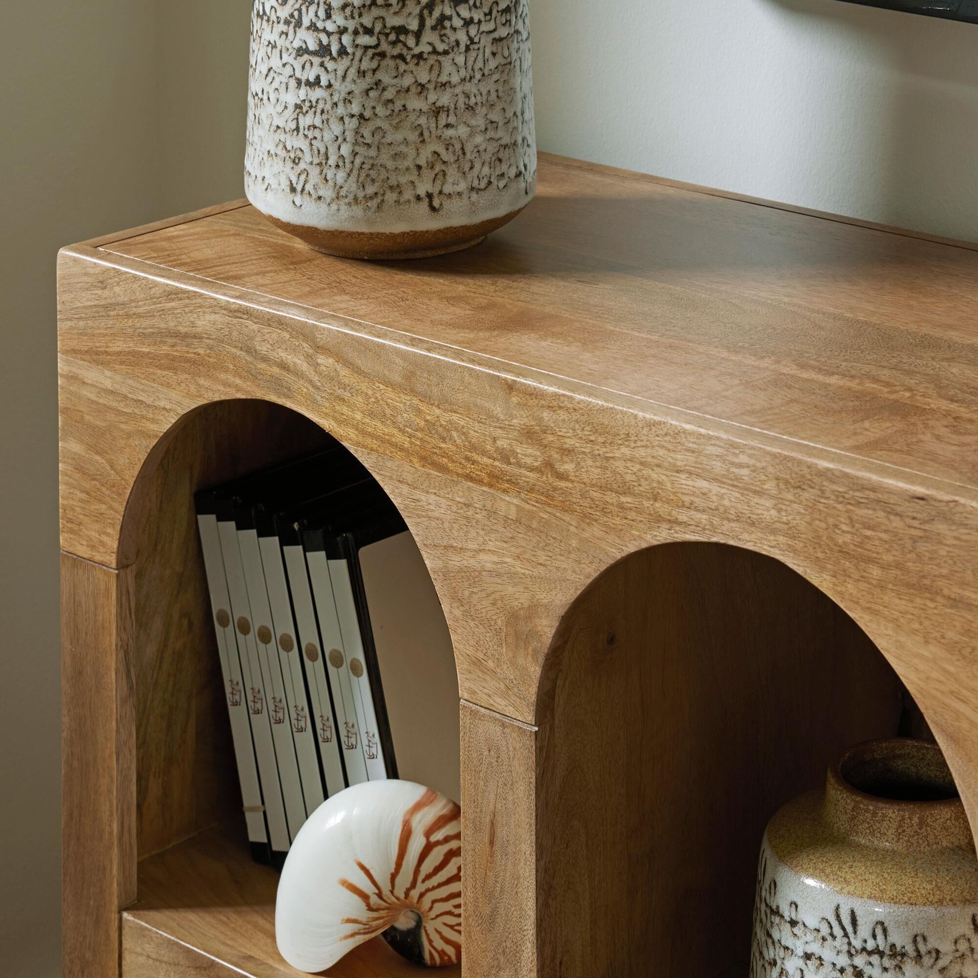 Ashley Luzmanacy Console Sofa Table in Natural Brown