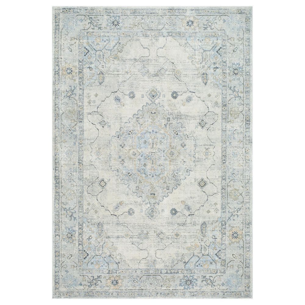 Surya Avellino AVL-2314 6"7" x 9"2" Light Beige, Gray, Deep Teal, Pale Blue, Tan, Light Olive and Denim Area Rug, , large