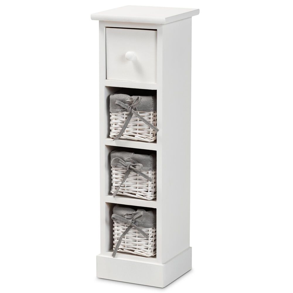 Baxton Studio Abriella Storage Unit with Grey Fabric in White, , large