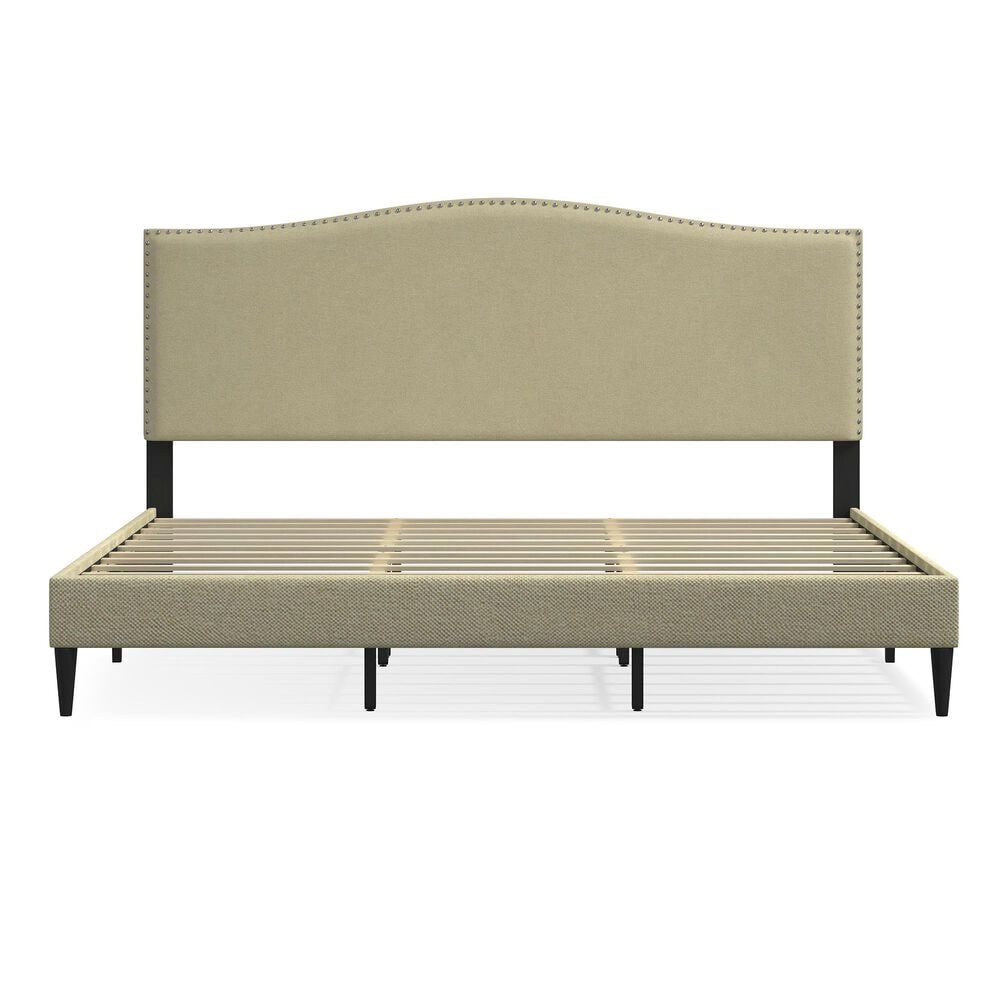 Glideaway Leighford King Upholstered Platform Panel Bed in Beige, , large