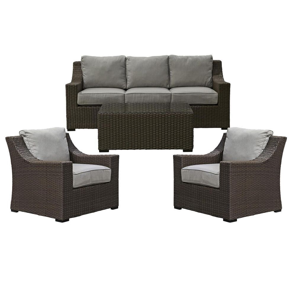 Amber Shores Newport 4-Piece Conversation Set in Gray and Brown, , large