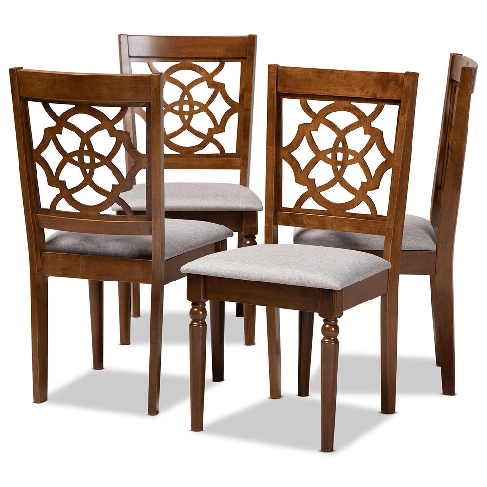 Baxton Studio Lylah Dining Chair in Grey and Walnut (Set of 4), , large