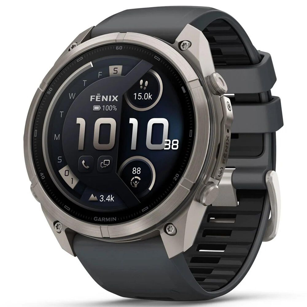 Garmin fenix 9 Pro inReach Smartwatch 51mm Titanium with Graphite and Black Silicone Band, , large