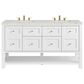 James Martin Vanities Breckenridge 60" Double Bathroom Vanity in Bright White with 3 cm Victorian Silver Quartz Top and Rectangular Sinks, , large
