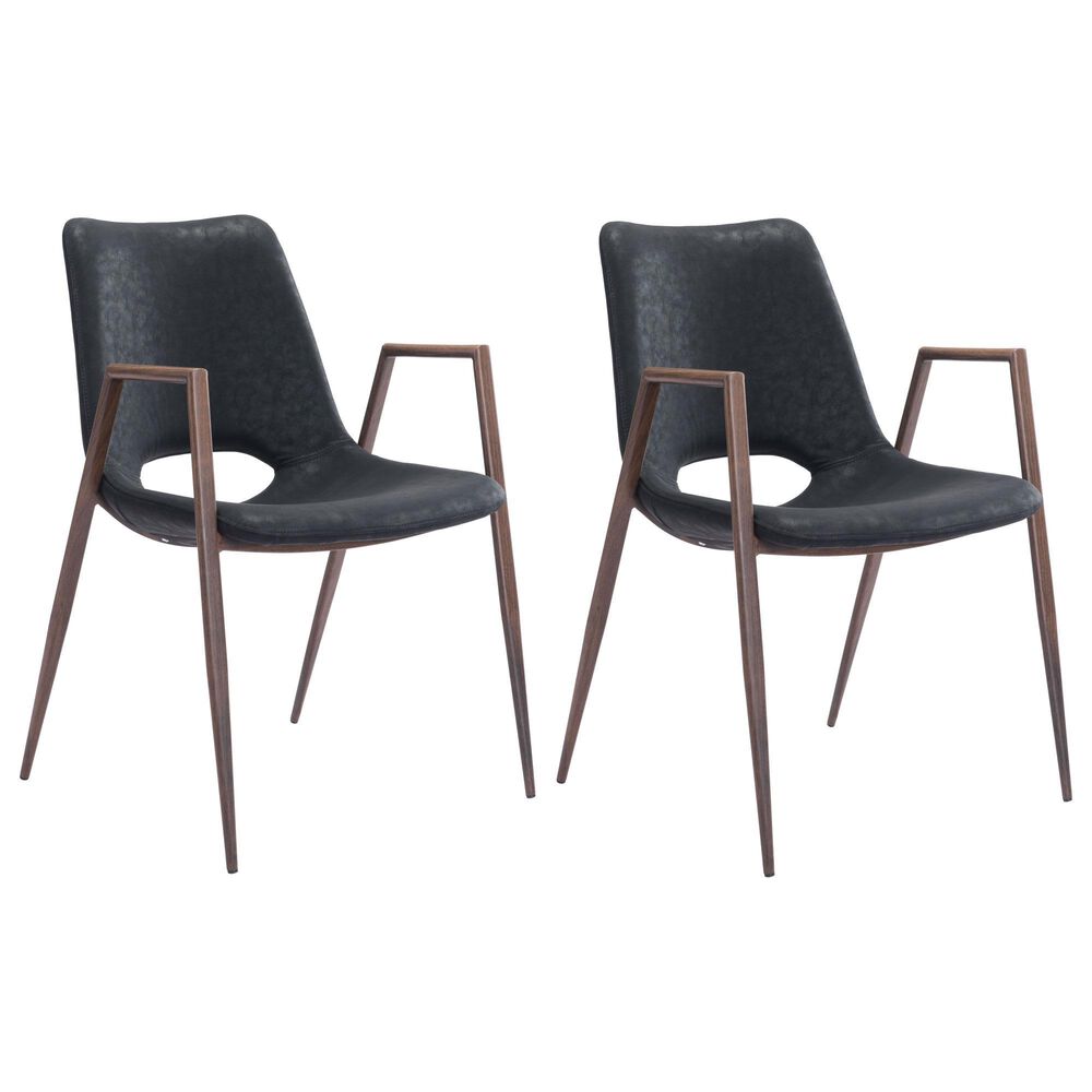 Zuo Modern Desi Dining Chair in Black/Dark Brown (Set of 2), , large
