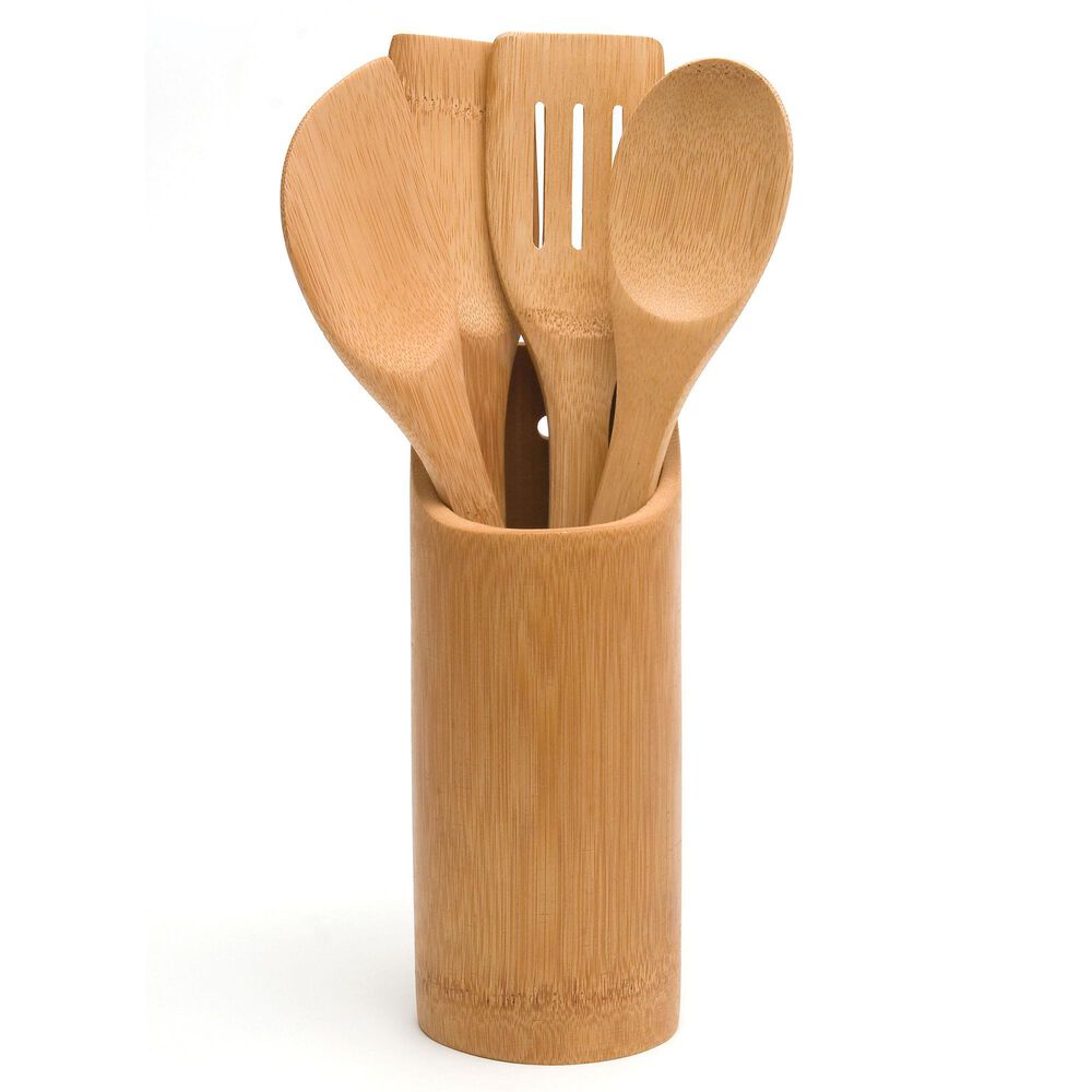 Lipper International Bamboo Tool Holder with 4 Kitchen Tools Set, , large