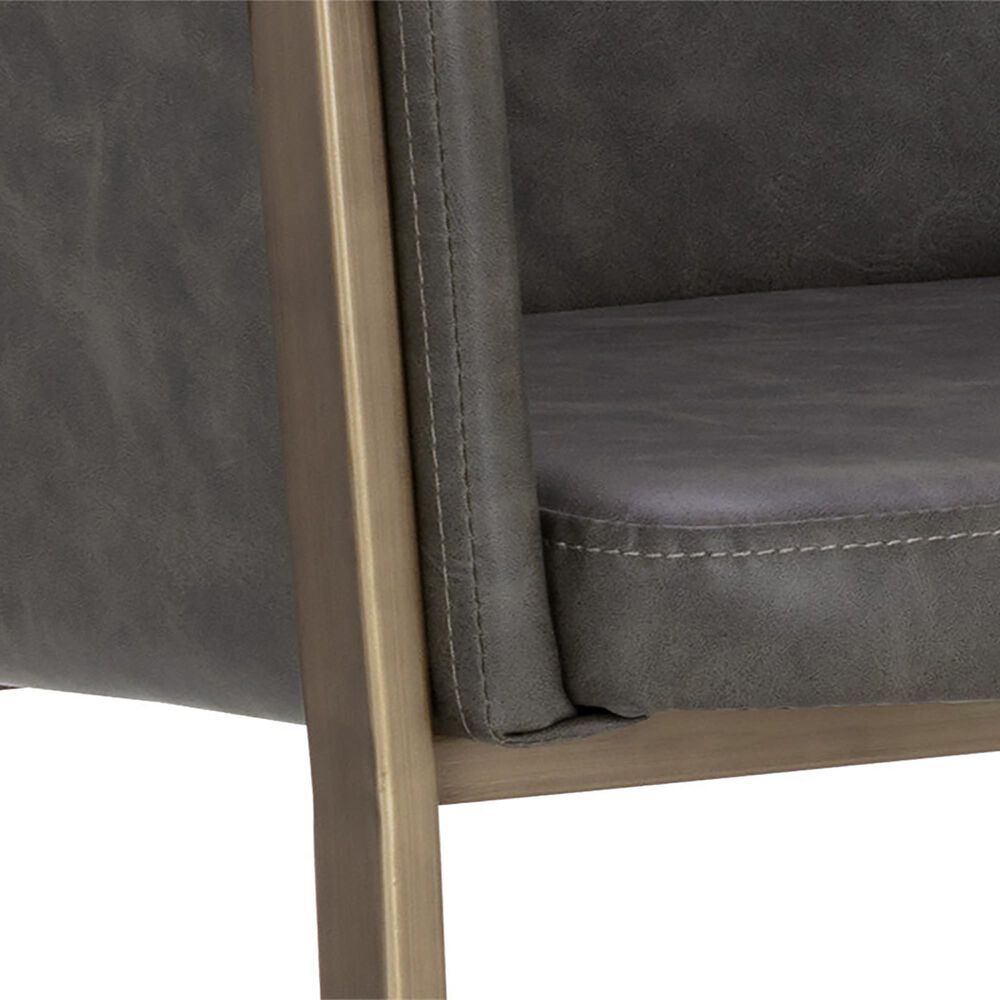 37B Bernadette Counter Stool with Kendall Grey Faux Leather Cushion and Antique Brass Finish, , large