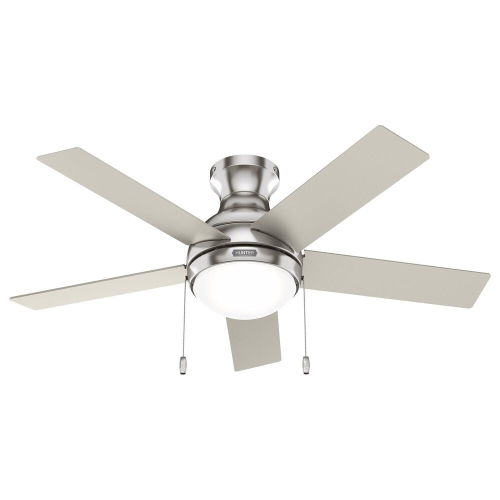 Hunter Aren Low Profile 44&quot; Ceiling Fan with LED Lights in Brushed Nickel, , large