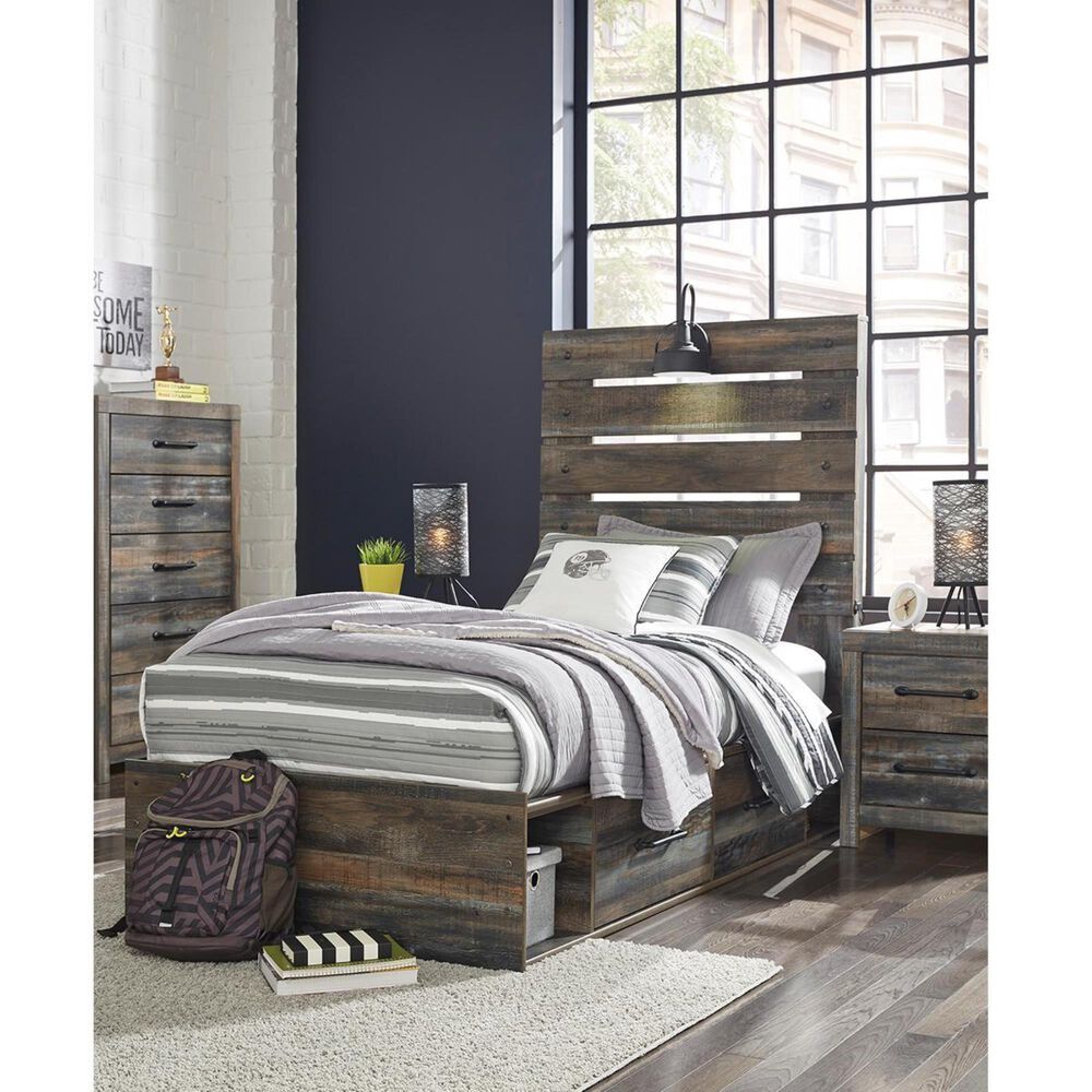 Ashley Drystan Twin Storage Bed in Rustic Brown, , large