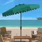 Safavieh Venice Single Scallop 9Ft Crank Hunter Green Outdoor Push Button Tilt Umbrella, , large