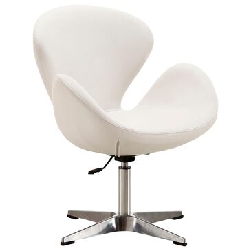 Dayton Raspberry Adjustable Faux Leather Swivel Chair in White, , large
