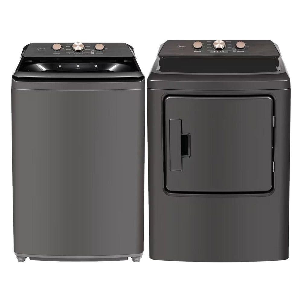 MIDEA 4.1 Cu. Ft. Top Load Washer and 7 Cu. Ft. Electric Dryer Laundry Pair in Metallic Grey, , large