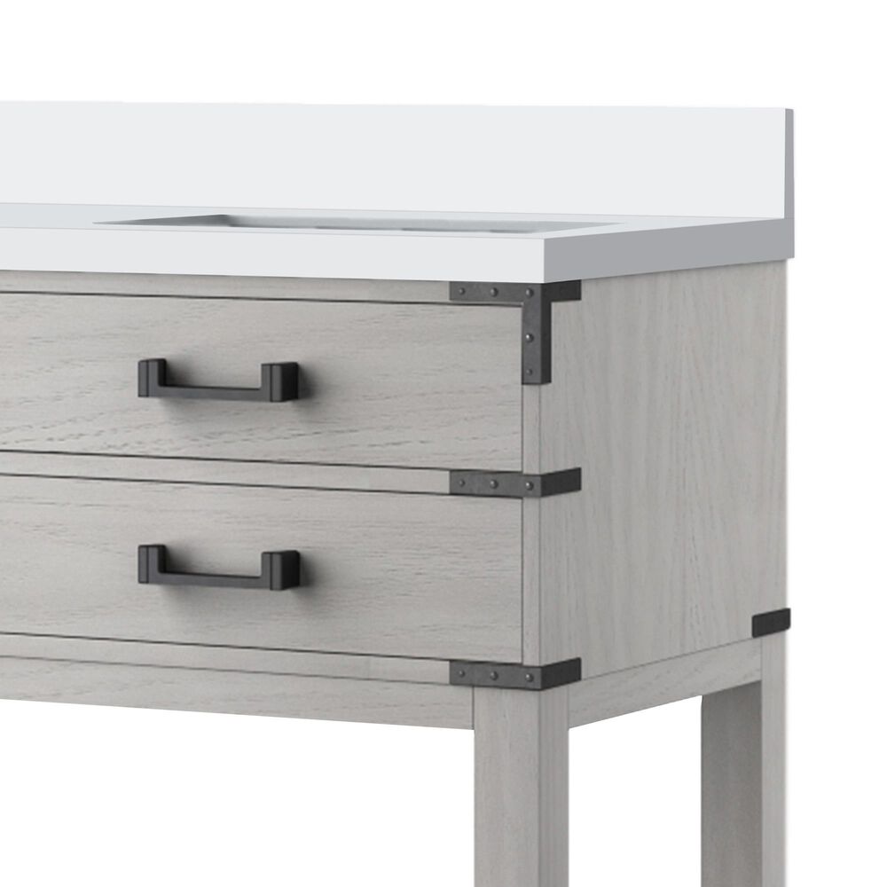 Lexora Home Norwalk 60&quot; Double Bathroom Vanity in White Oak with White Cultured Marble Top  and Rectangle Sink, , large