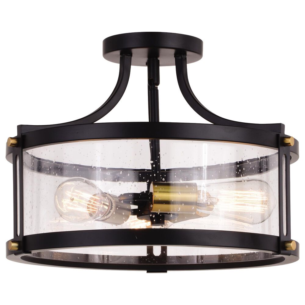 Vaxcel Holbrook 3-Light Semi Flush Mount in Matte Black and Satin Brass, , large