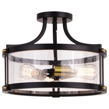 Vaxcel Holbrook 3-Light Semi Flush Mount in Matte Black and Satin Brass, , large