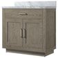 Lexora Home Abbey 36" Single Bathroom Vanity in Grey Oak with 2 cm White Carrara Marble Top and Rectangular Sink, , large