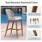 HOMLUX Outdoor Bar Stool with Teak Frame in Grey and Beige (Set of 2), , large