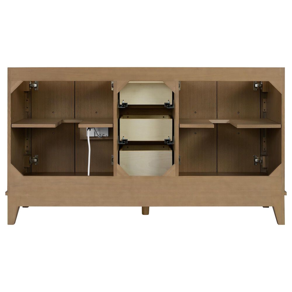 37B Fenwick 60" Double Bathroom Vanity in Kona with Glossy White Composite Stone Top and Backsplash, , large