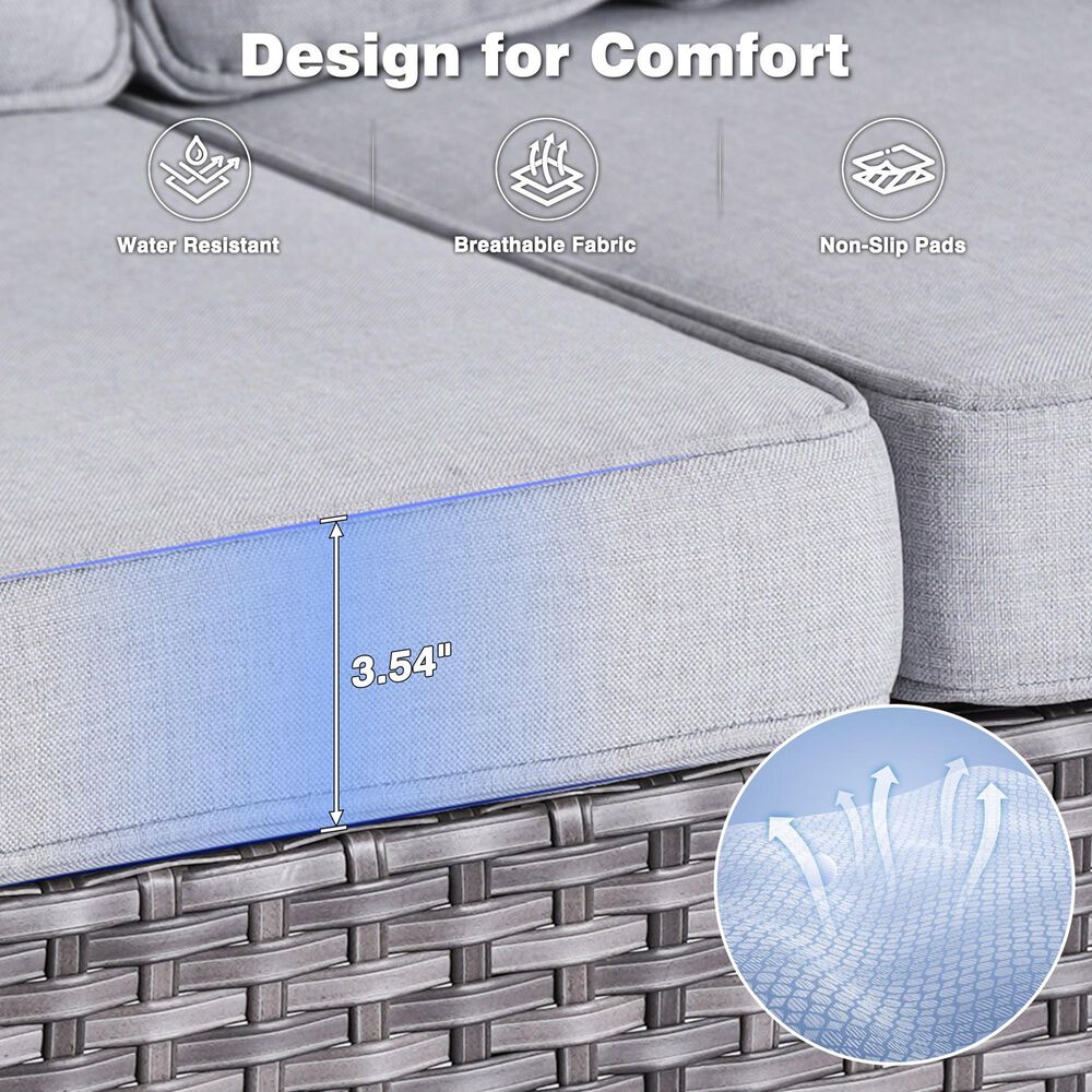 HOMLUX Patio Rattan Sofa Set in Gray, , large