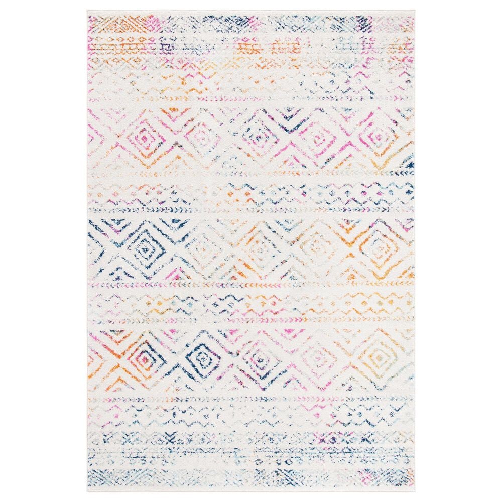 Safavieh Tulum TUL267E 8" x 10" Ivory and Fuchsia Area Rug, , large