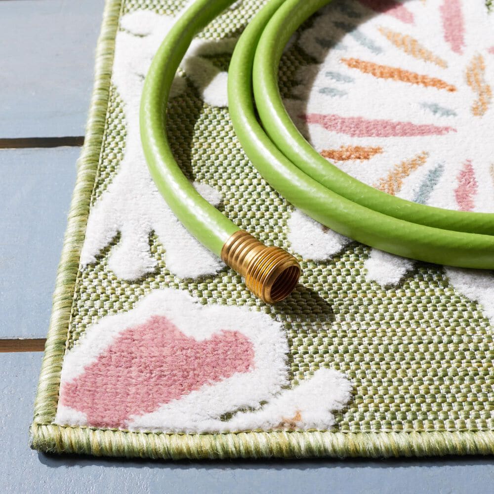 Safavieh Cabana CBN486Y 4&#39; x 6&#39; Green and Pink Indoor/Outdoor Area Performance Rug, , large