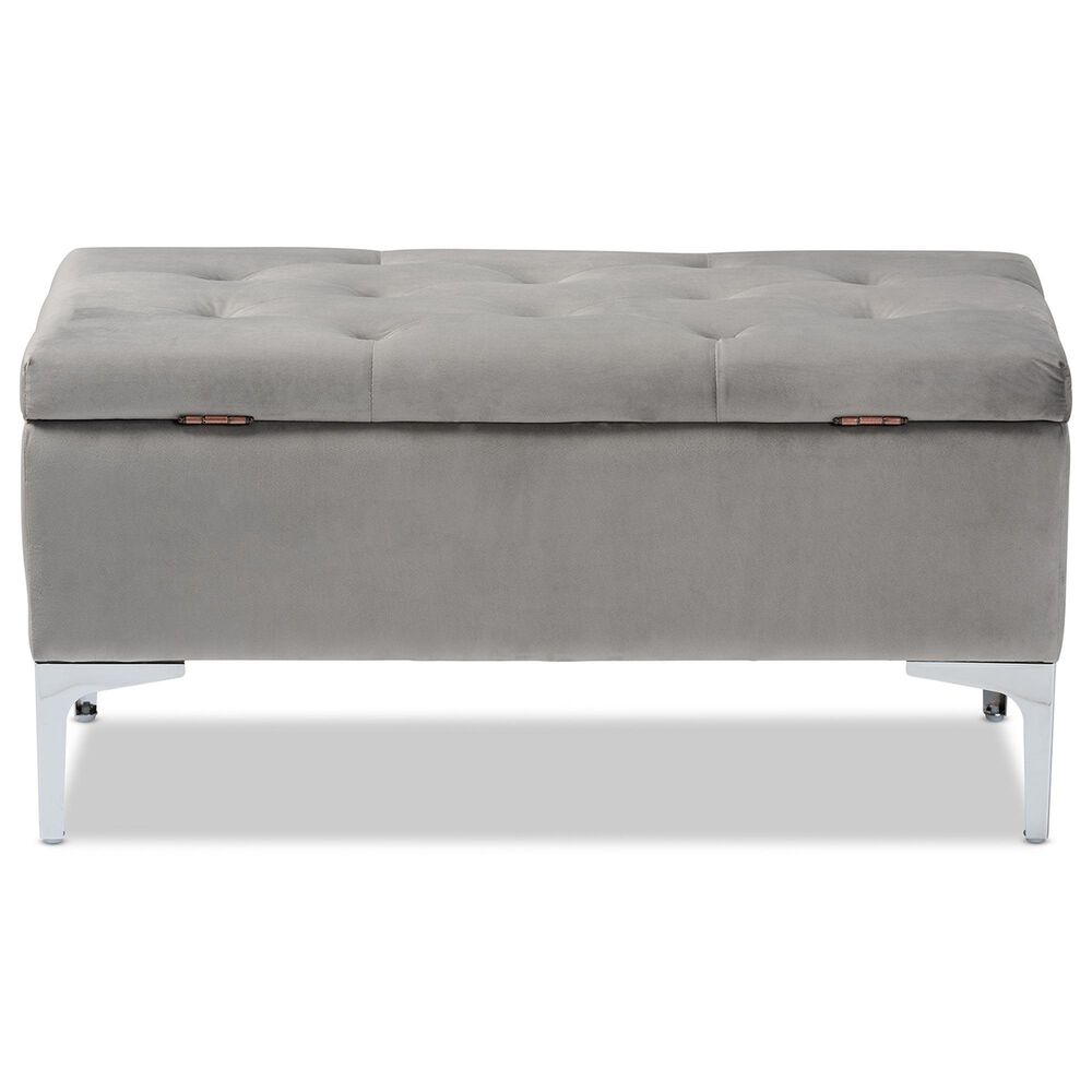 Baxton Studio Mabel Storage Ottoman in Grey, , large