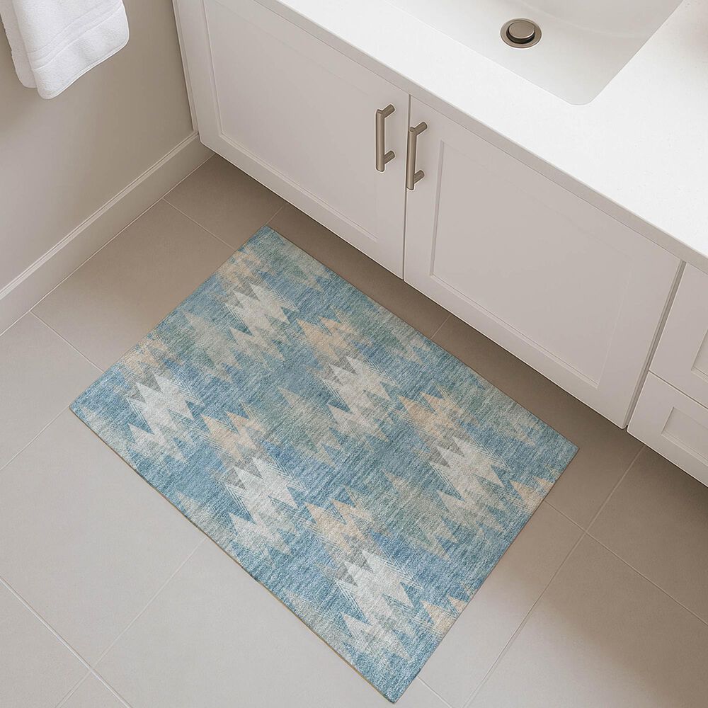 Dalyn Rug Company Soft Essentials Chevron Teal 2'6" x 3'10" Area Rug, , large