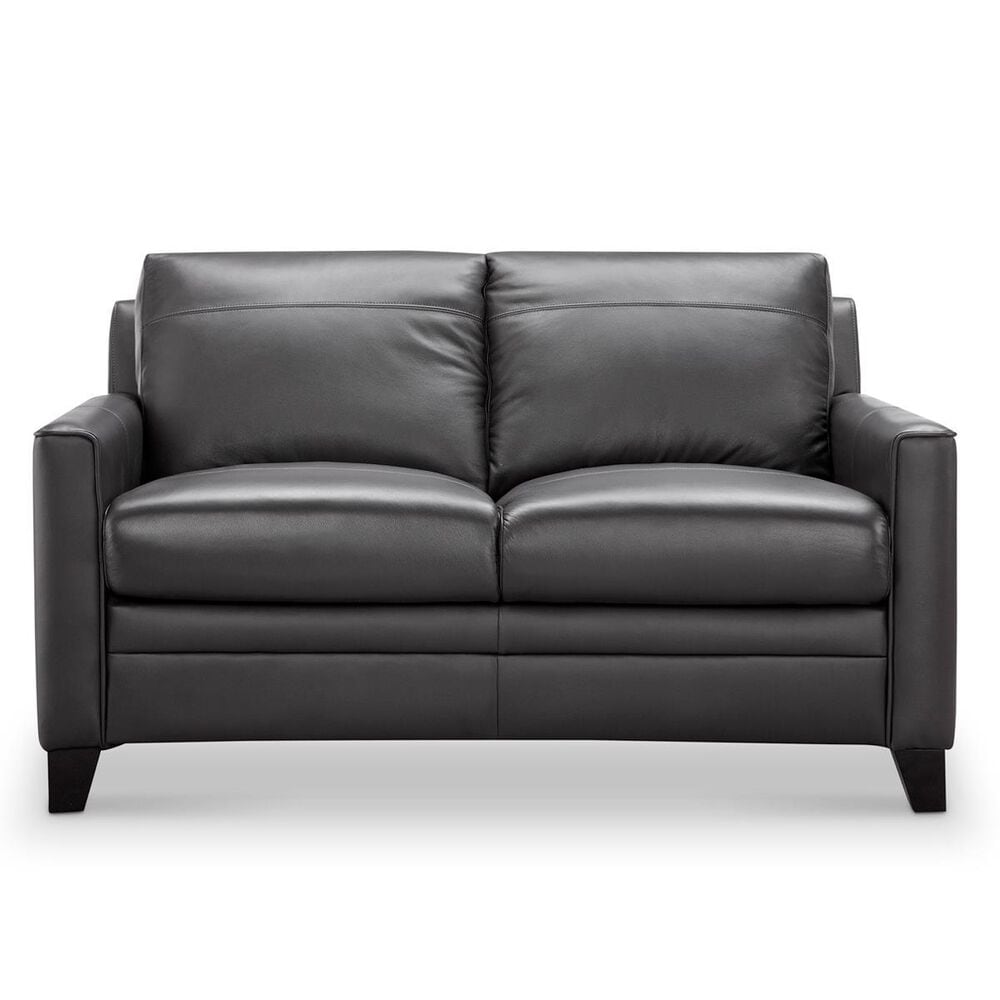 Italiano Furniture Fletcher Leather Loveseat in Charcoal Gray, , large