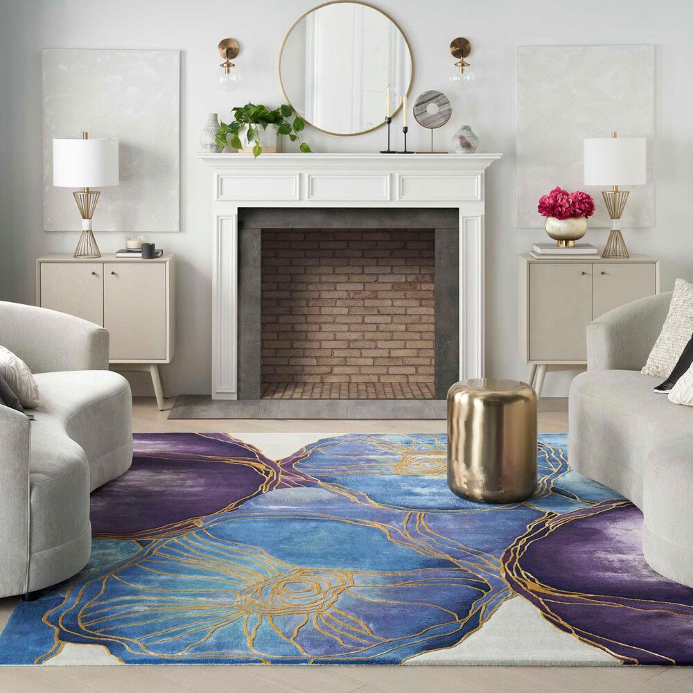 Nourison Prismatic 7&#39;9&quot; x 9&#39;9&quot; Blue Gold Area Rug, , large